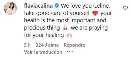 message de soutien d'une fan de Céline Dion