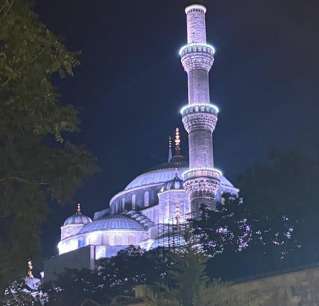 La mosquée Bleue (Sultanahmet Camii) illuminée de nuit à Istanbul