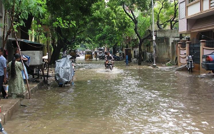 Une rue inondée à Chennai pendant la mousson