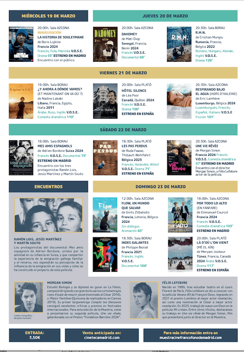 programme de la muestra de cine francofono à madrid