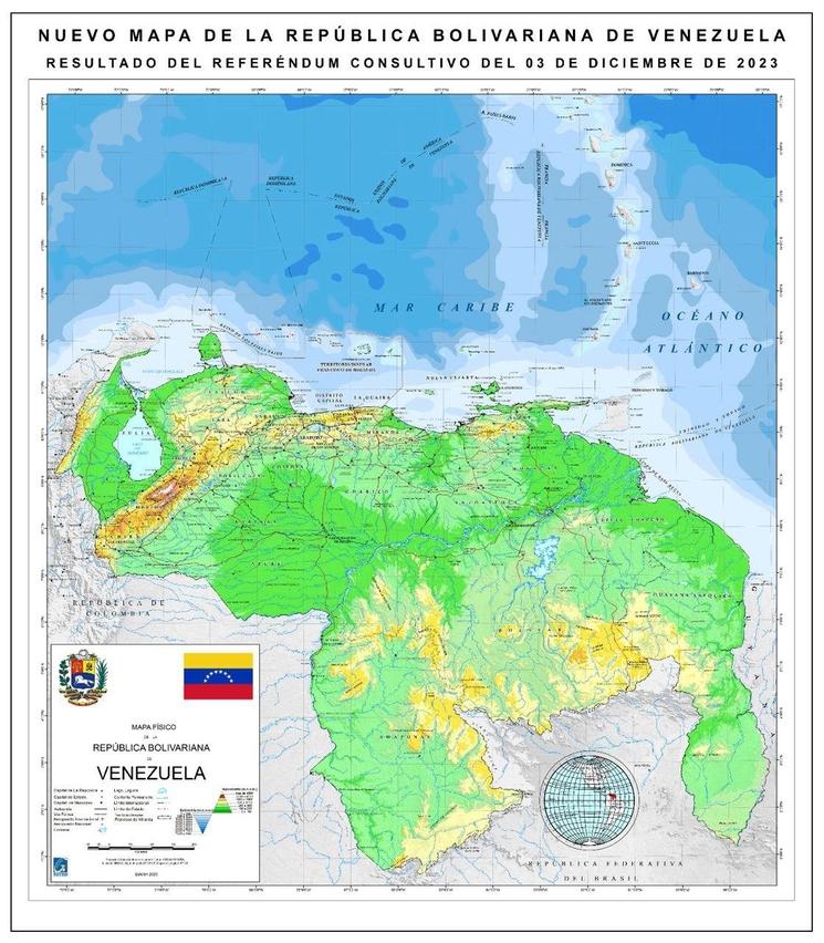 Le Venezuela a présenté une nouvelle carte du pays après la référendum du 3 décembre