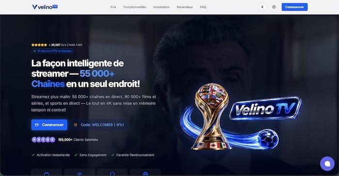 page d’accueil française de Velino TV.