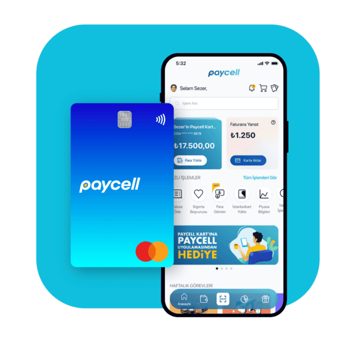 Interface de l'application Paycell, développée par Turkcell, pour le mobile banking en Turquie.