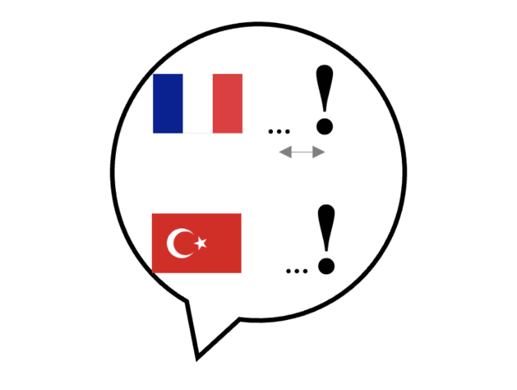 Illustration des différences d'usage du point d'exclamation en français et en turc.