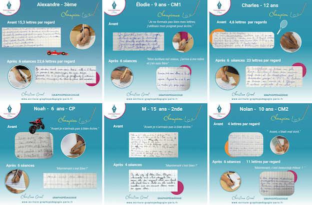 Carnets d'écriture des élèves de Christine Groot, graphopédagogue.