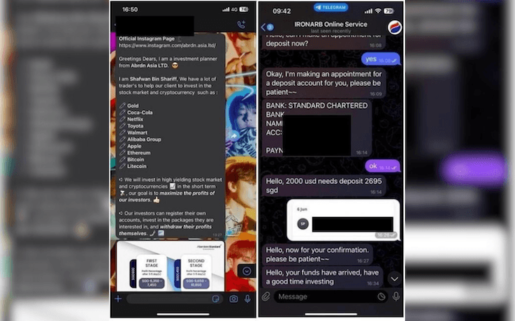 Exemple de proposition d’investissement suspecte (© Scamshield)