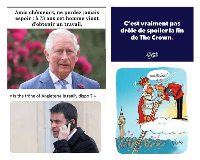 réactions humour au décès de la reine sur les écrans