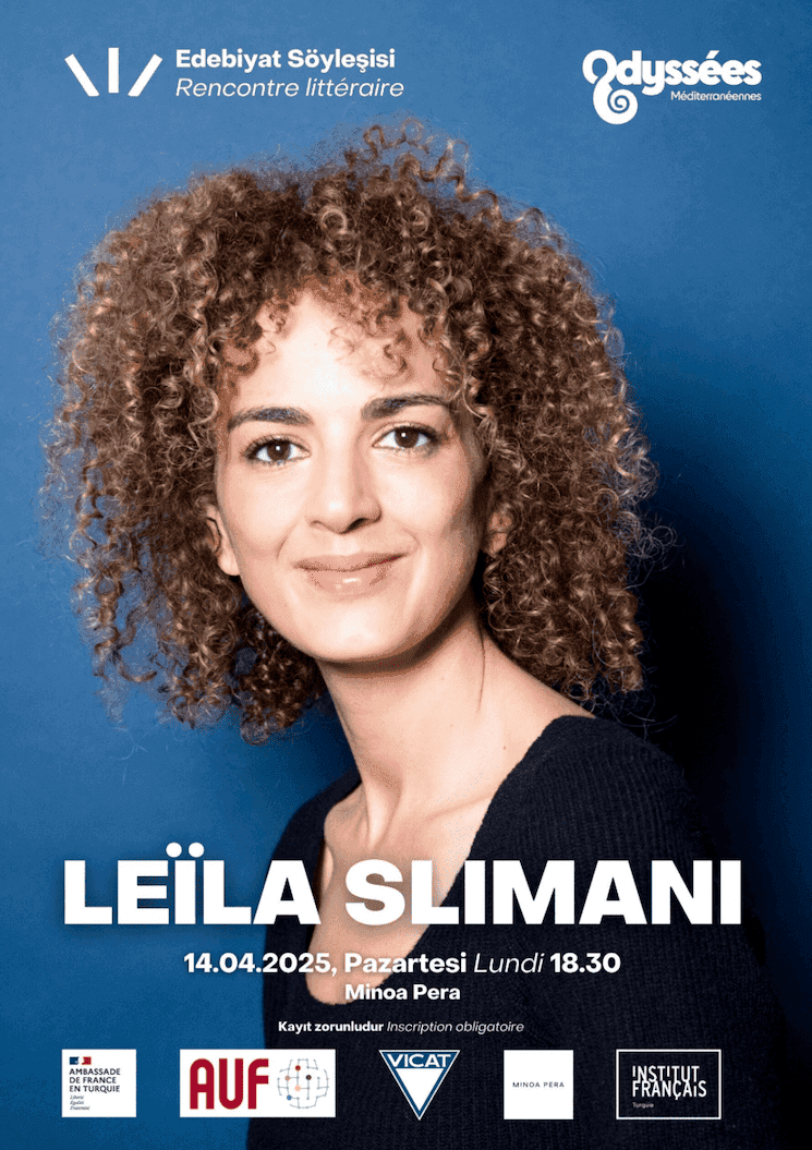 Affiche officielle de la rencontre littéraire avec Leïla Slimani à Istanbul le 14 avril 2025