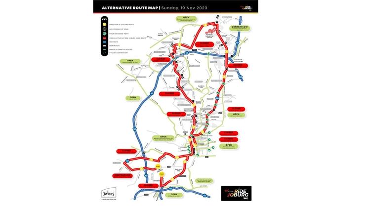 Carte des routes fermées pour la course