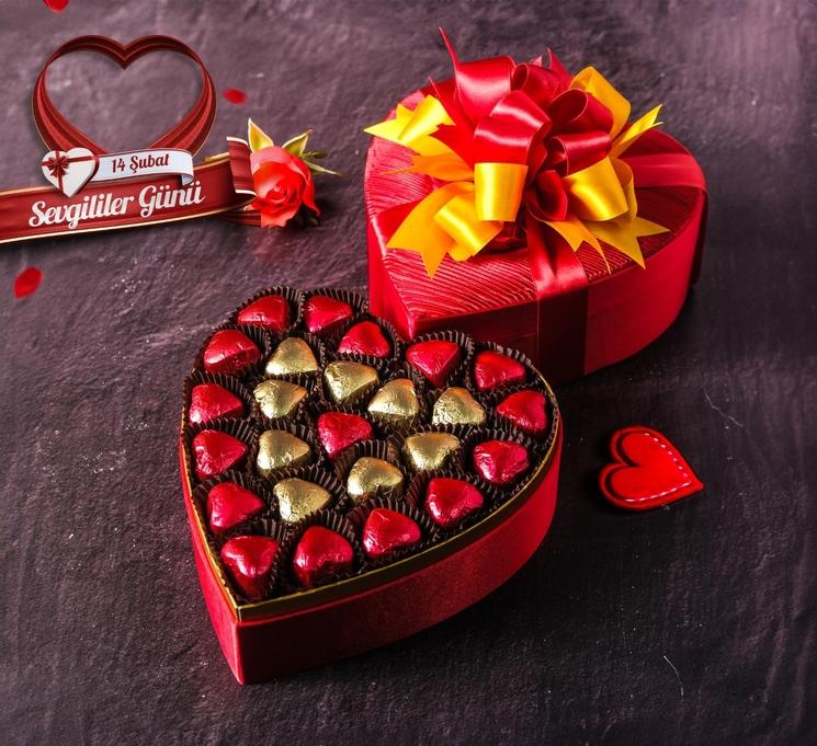 Boîte de chocolats en forme de cœur pour la Saint-Valentin en Turquie, cadeau romantique