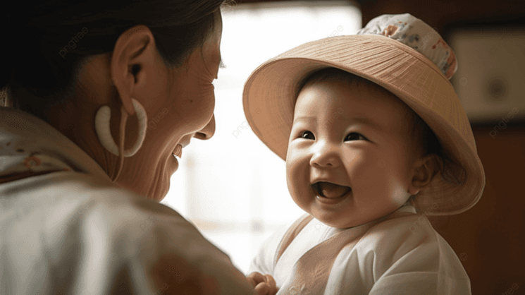 un bébé vietnamienne heureux de vivre avec sa maman