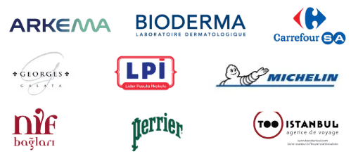Logos des sponsors du Printemps Des Artistes 2025 à Istanbul (Arkema, Bioderma, CarrefourSA, Michelin…)