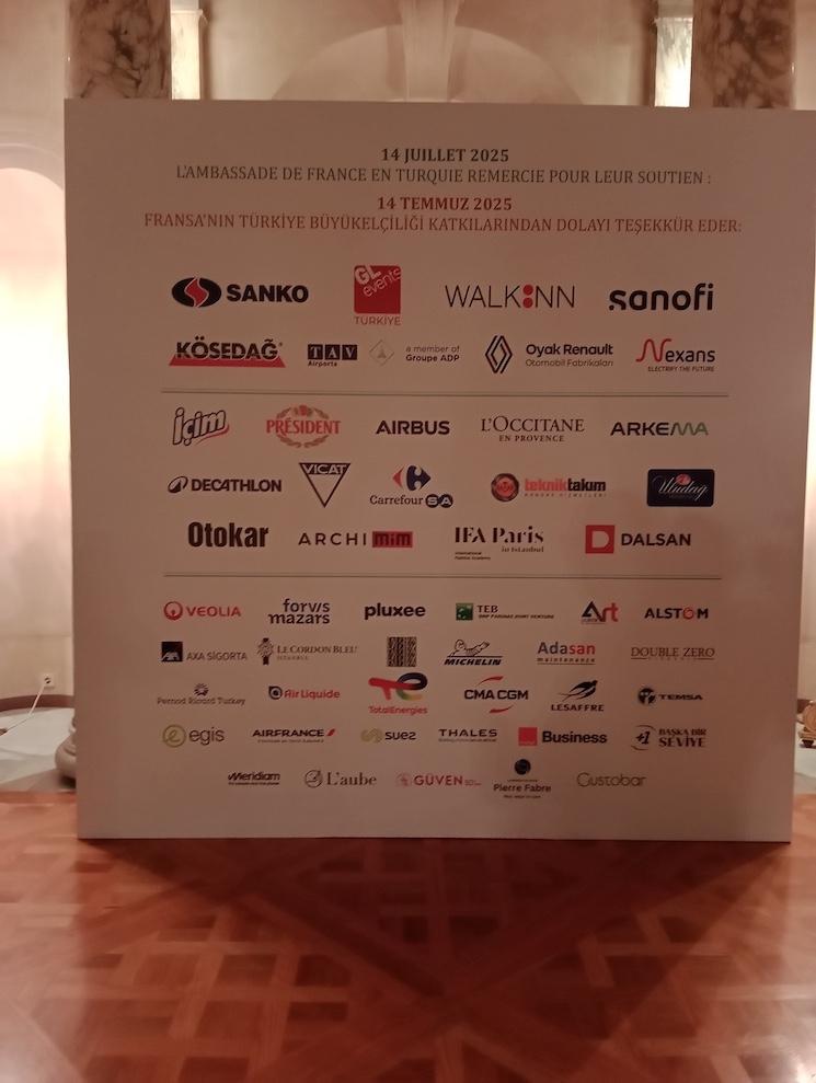 Mur des partenaires et sponsors de la Fête nationale française 2025 à l’Ambassade de France à Istanbul