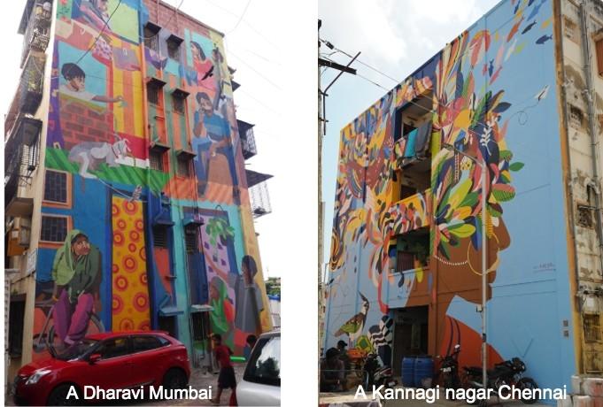 Fresques de St+art India à Mumbai et Chennai