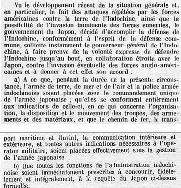 Le texte de l’ultimatum présenté à Decoux