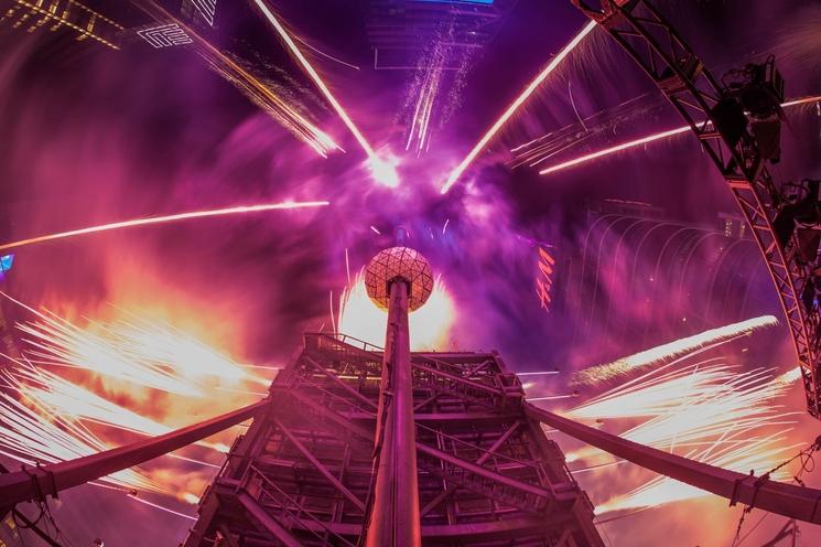 La déscente de la boule de Times Square en 2015 à New York.