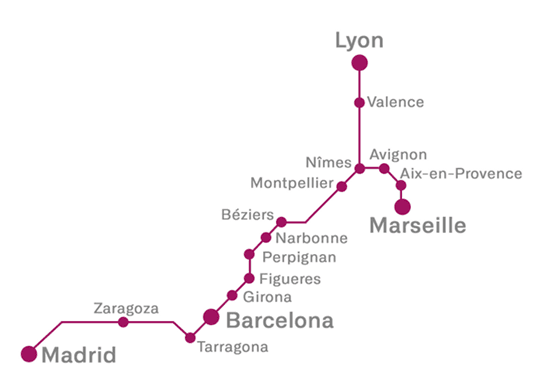 trajet madrid Marseille Lyon en Ave renfe