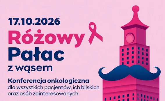 Una affiche rose pour un événement d'octobre rose à Varsovie