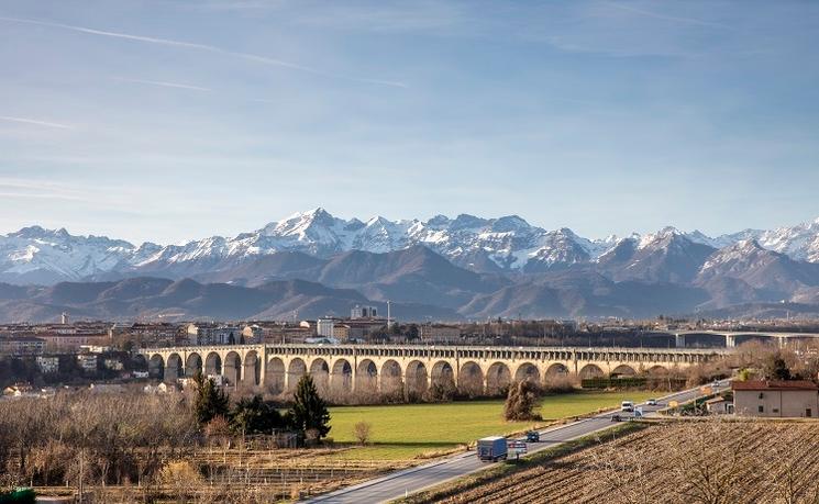 vue sur les montagnes de cuneo