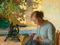 Anna Ancher Ecole de Skagen peinture danoise femme de pêcheur cousant
