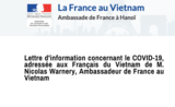 Lettre d'information adressée aux Français du Vietnam de M. Nicolas Warnery, Ambassadeur de France au Vietnam