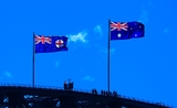  Drapeaux de l'Australie et de la Nouvelle-Zélande en berne en hommage au prince Philip