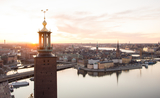 Vue aérienne de stockholm avec l'hôtel de ville