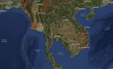 Carte Nasa des incendies en Thailande au 29 avril