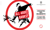Affiche présentant l'exposition de Banksy au Chiostro Bramante