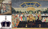 Nadir Shah pillant Delhi, la couronne d'Angleterre et le Koh i noor et le trone du paon