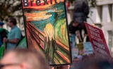 Une affiche reprenant le Cri de Munch avec "Brexit ! " écrit dessus