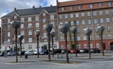 palmiers à Copenhague recouverts et les statues danoises à Hong Kong