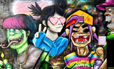 Fresque des personnages du groupe Gorillaz 
