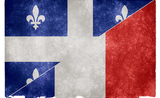 Un drapeau français et un drapeau québécois