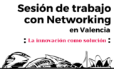 Affiche en noir et blanc de sesion de trabajo networking à la Camara de Comercio de Valencia