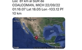 Alerte reçu pour un nouveau tremblement  de terre au Mexique 22 septembre 2022
