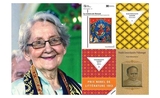 France Bhattacharya et quelques uns des livres qu'elle a traduit du Bengali