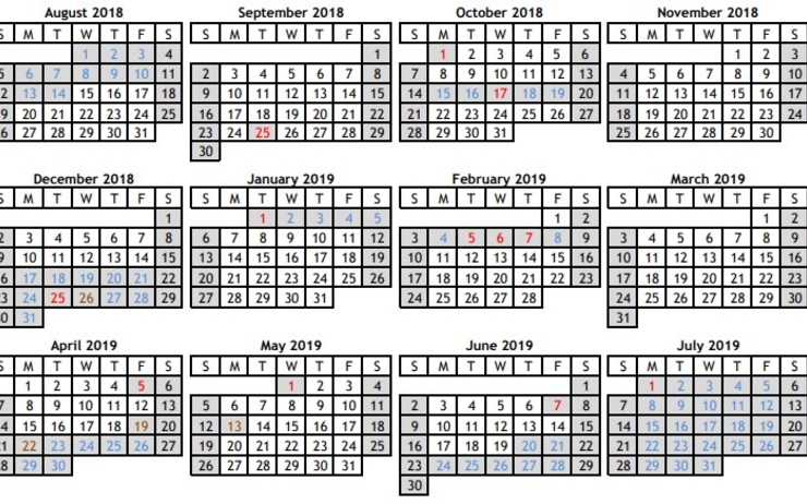 calendrier 2018-2019 jours fériés, vacances scolaires, hong kong