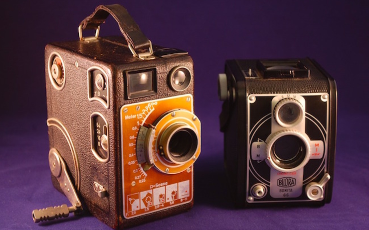 Exposition de caméras anciennes à Yangon en Birmanie