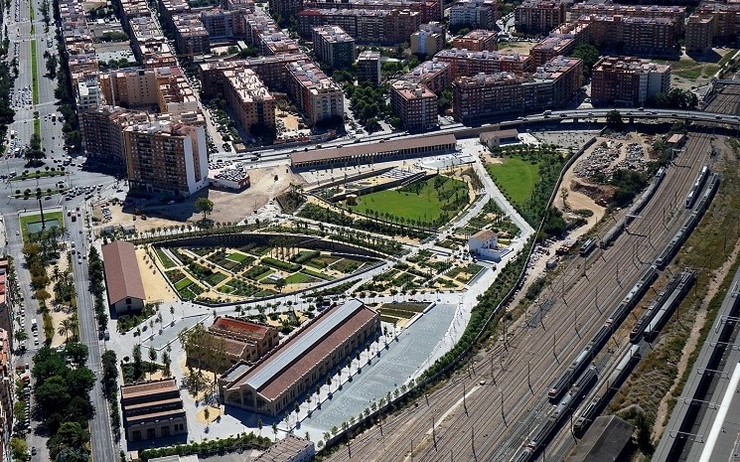 Vue aérienne du Parc Central de Valencia
