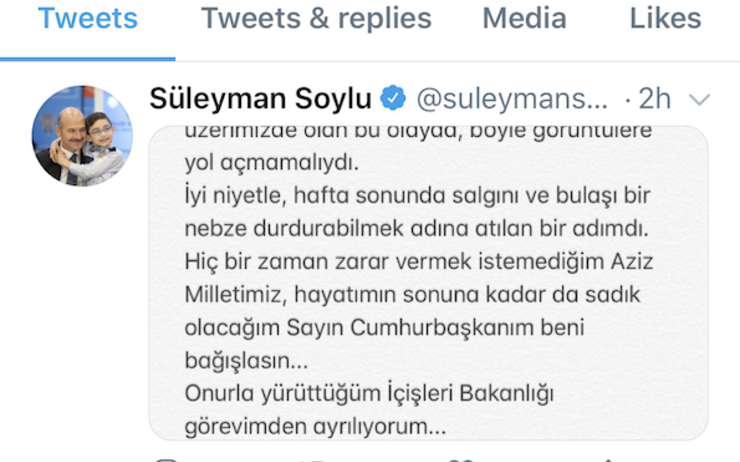 Süleyman Soylu démission
