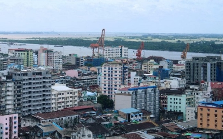 Immeubles a Yangon en Birmanie
