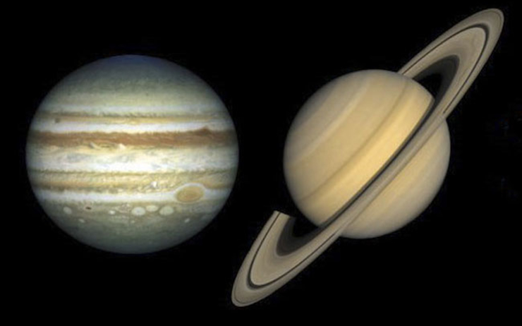 Saturne & Jupiter sur un alignement visible le plus proche en décembre