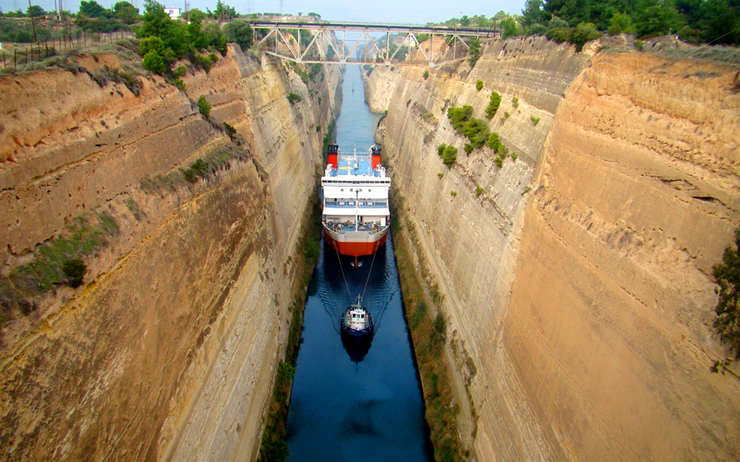 Canal Corinthe fermé travaux