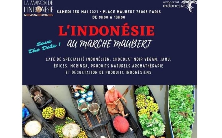 Affiche l'Indonésie au marché Maubert Paris 5eme ce 1 er mai
