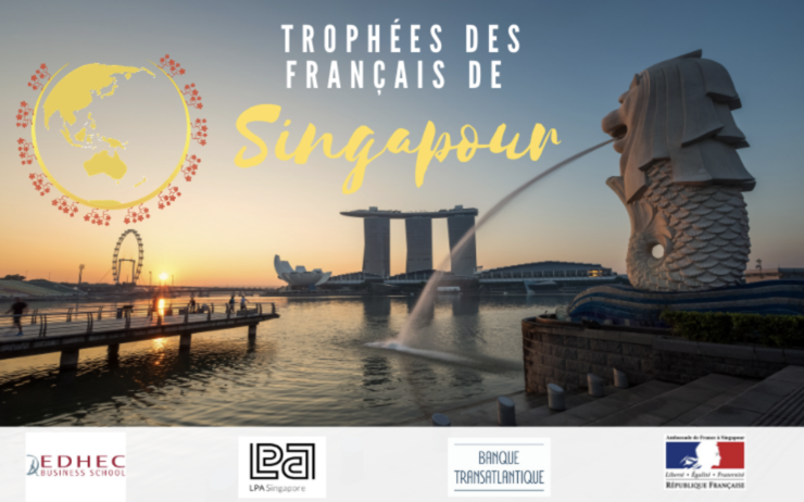 Vue de Singapour et logo des Trophées des Français de Singapour 2021