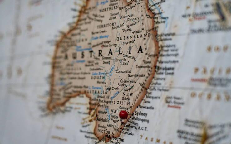 Photo d'une carte Australie