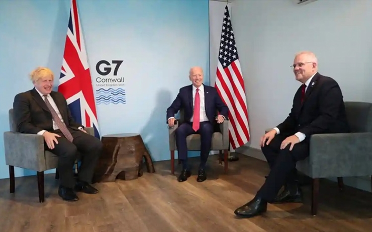 Boris Johnson Scott Morrisson et Joe Biden au G7