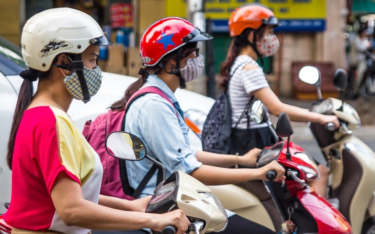 Les scooters à Hô Chi Minh-Ville au Vietnam, au coeur d'une pandémie de Covid-19