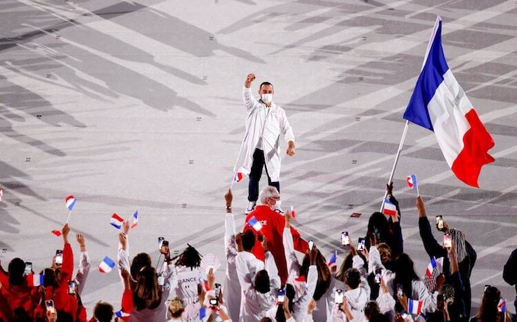 L'équipe de France lors de la cérémonie d'ouverture des Jeux Olympiques de Tokyo, le 23 juillet 2021